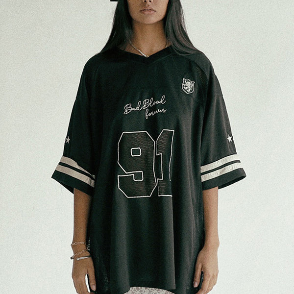 Badblood Crochet 91 Football Jersey Large Fit Black