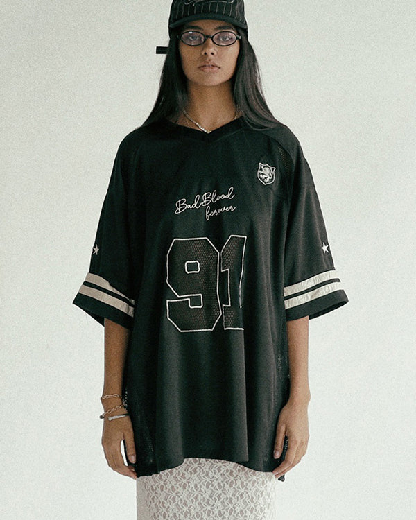 Badblood Crochet 91 Football Jersey Large Fit Black