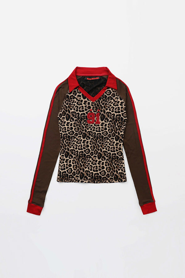 Badblood Nadja Reversible Jersey Top - Leopard/Black