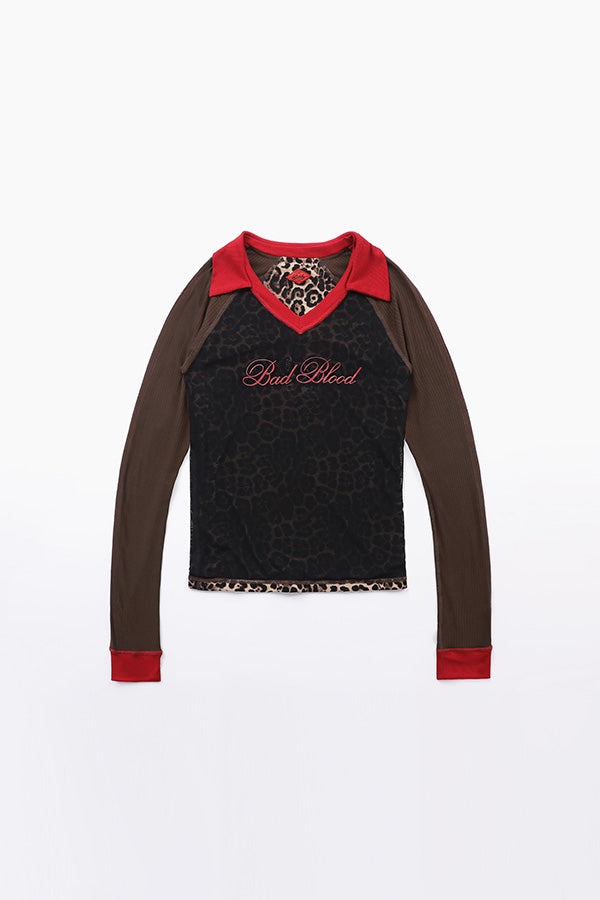 Badblood Nadja Reversible Jersey Top - Leopard/Black