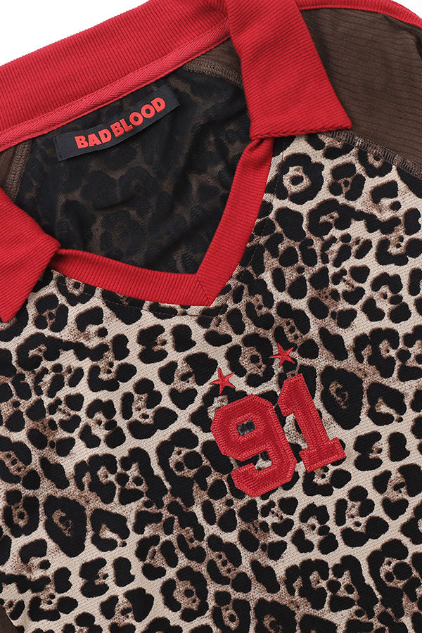 Badblood Nadja Reversible Jersey Top - Leopard/Black