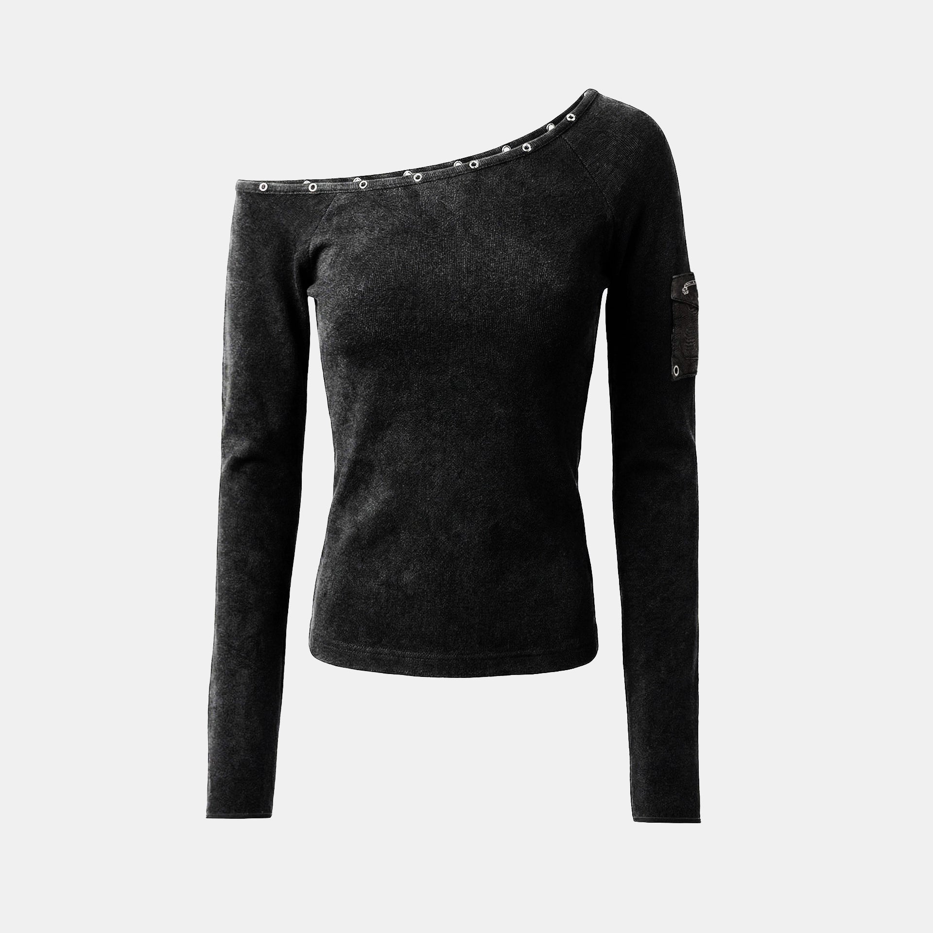 Badblood Viper Cotton Rib Asymmetric Top - Black
