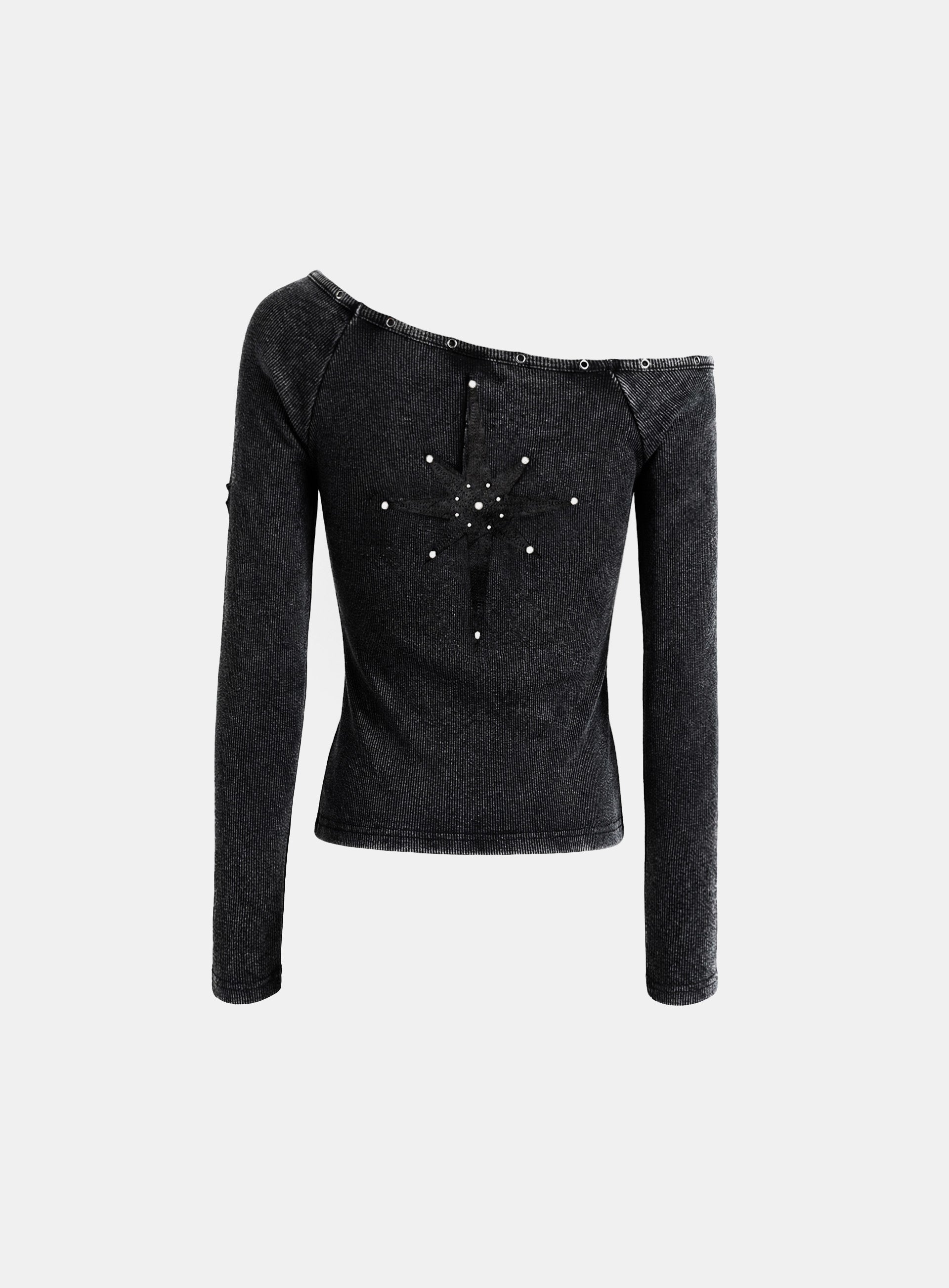 Badblood Viper Cotton Rib Asymmetric Top - Black