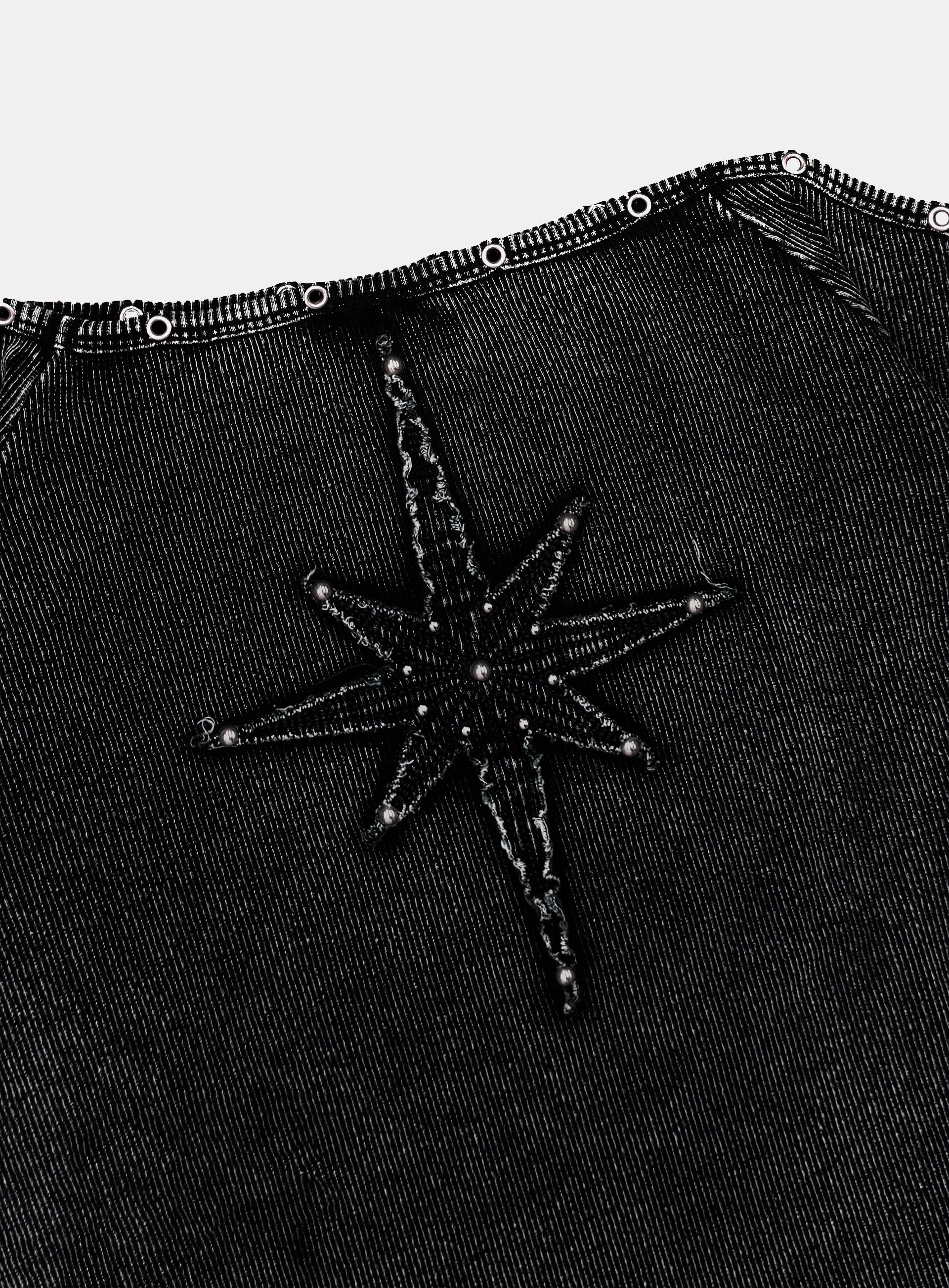 Badblood Viper Cotton Rib Asymmetric Top - Black