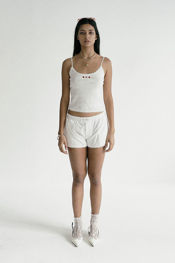 Badblood Classic Logo Pointel Cami Tank White