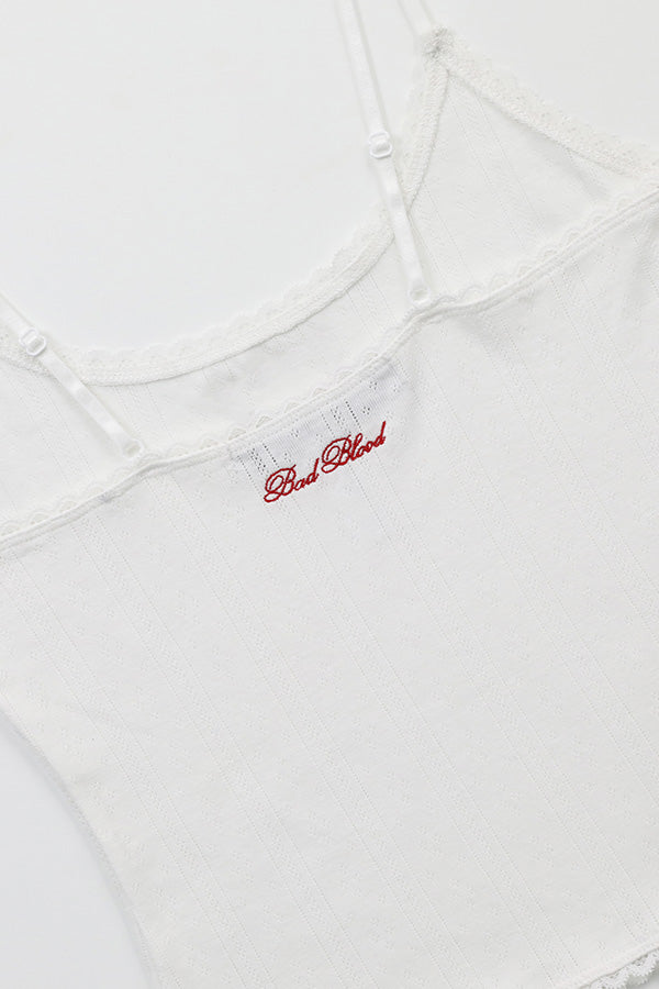 Badblood Classic Logo Pointel Cami Tank White