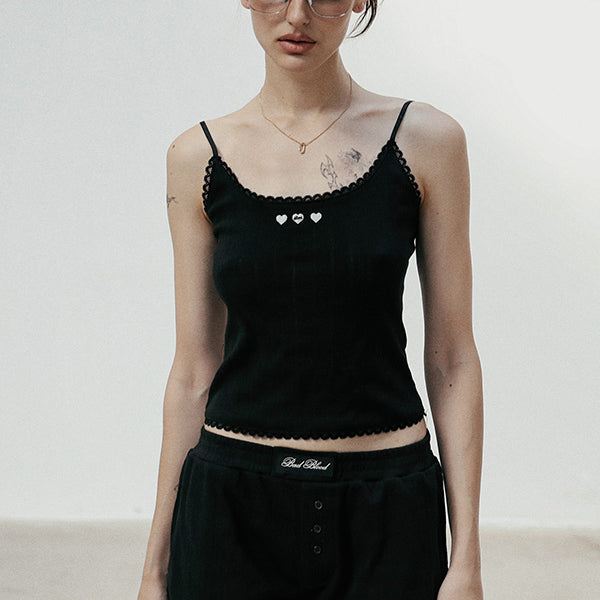 Badblood Classic Logo Pointel Cami Tank - Black