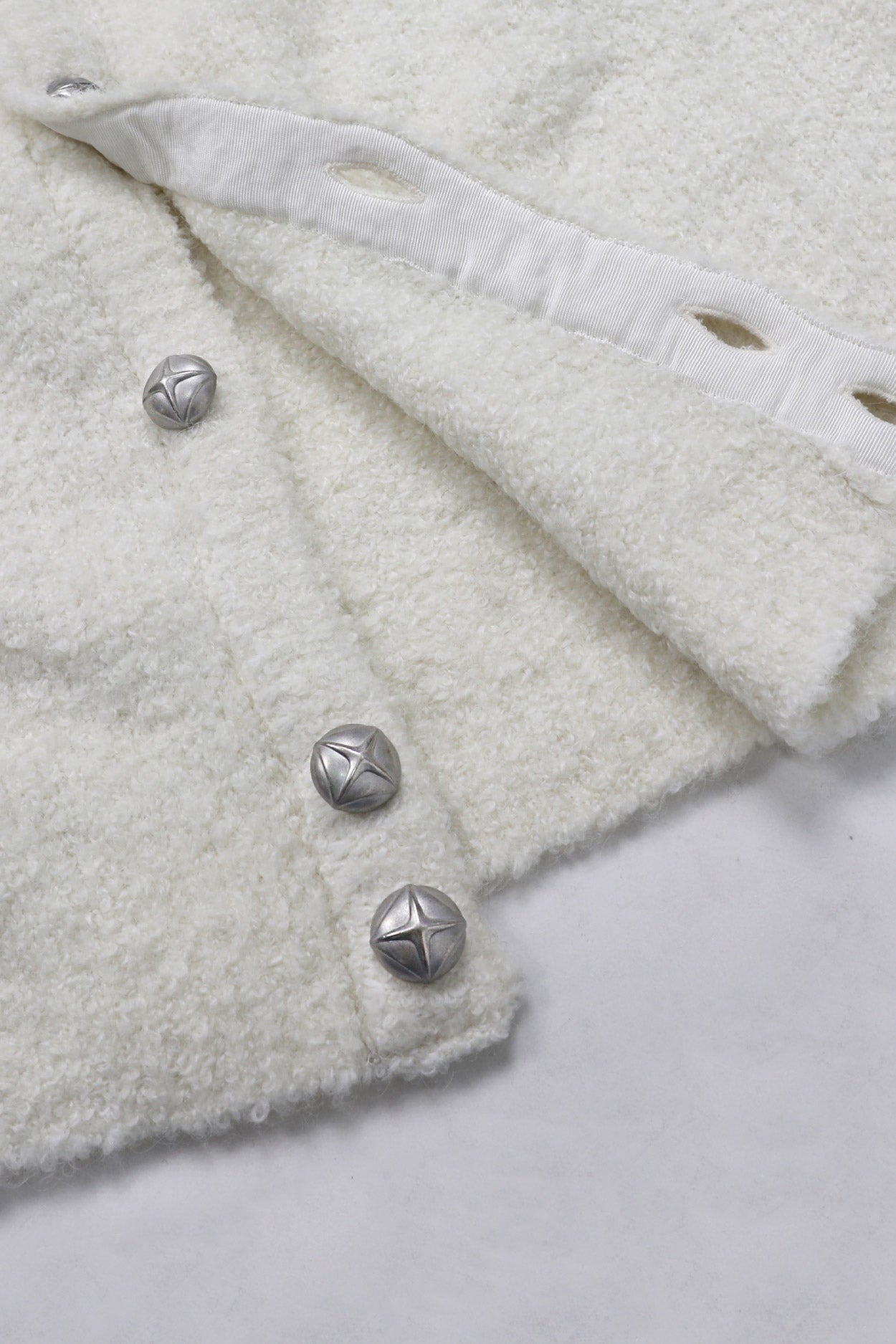 Badblood Boucle Crew Neck Cardigan Cream