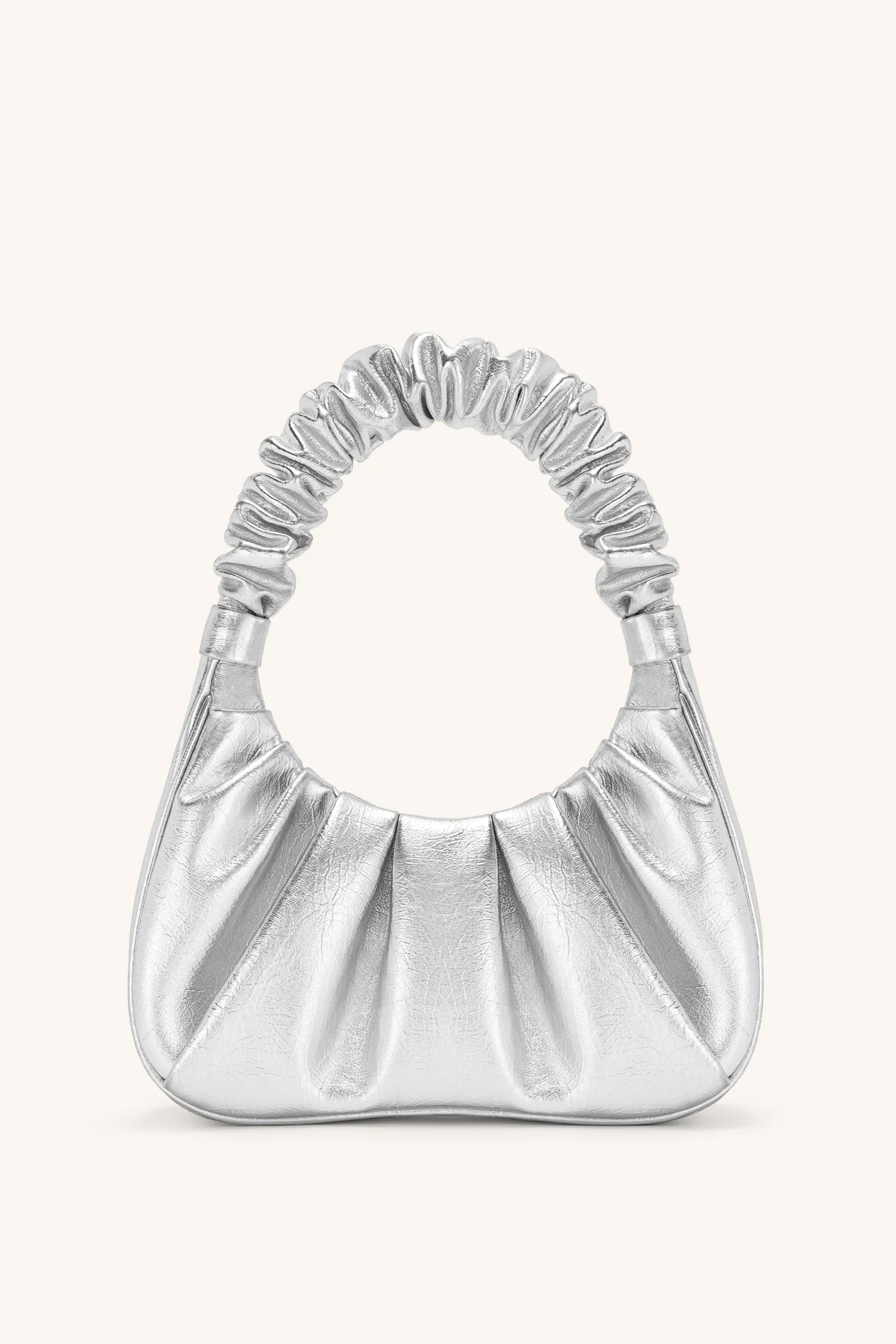 JW PEI  Gabbi Metallic Ruched Hobo Handbag Silver
