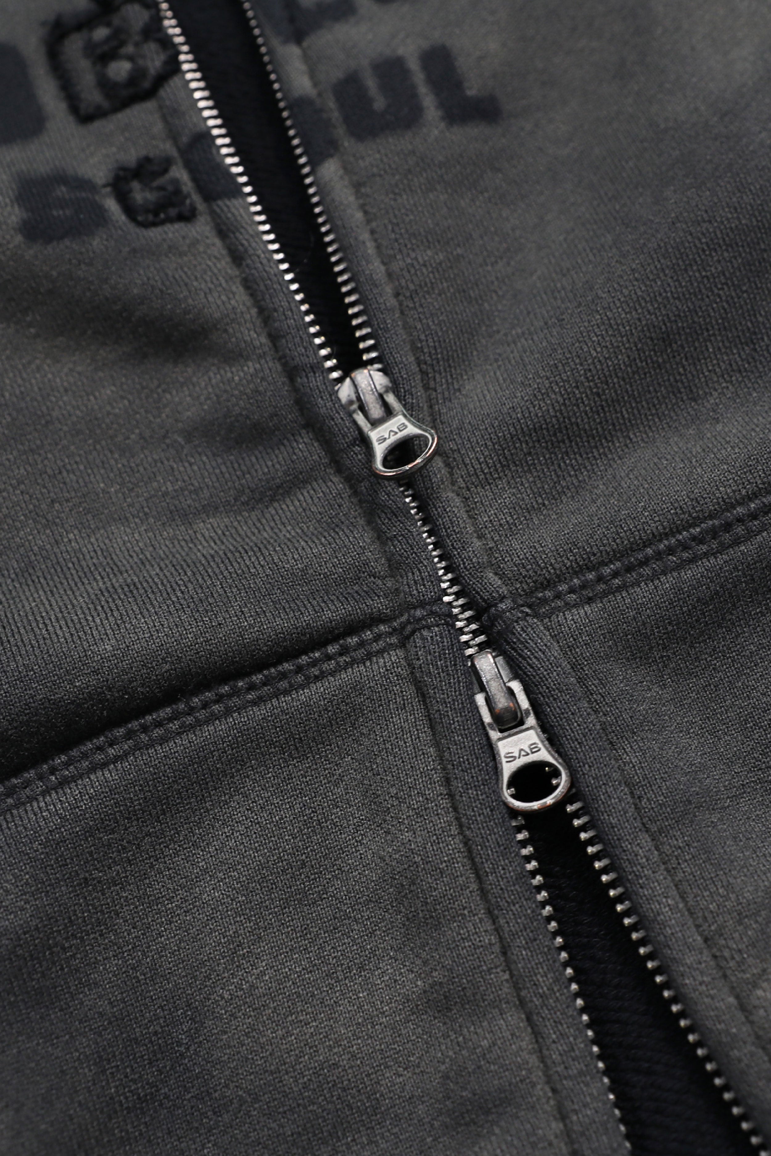 Badblood Sun Faded Hood Zip Up Slim Fit Black