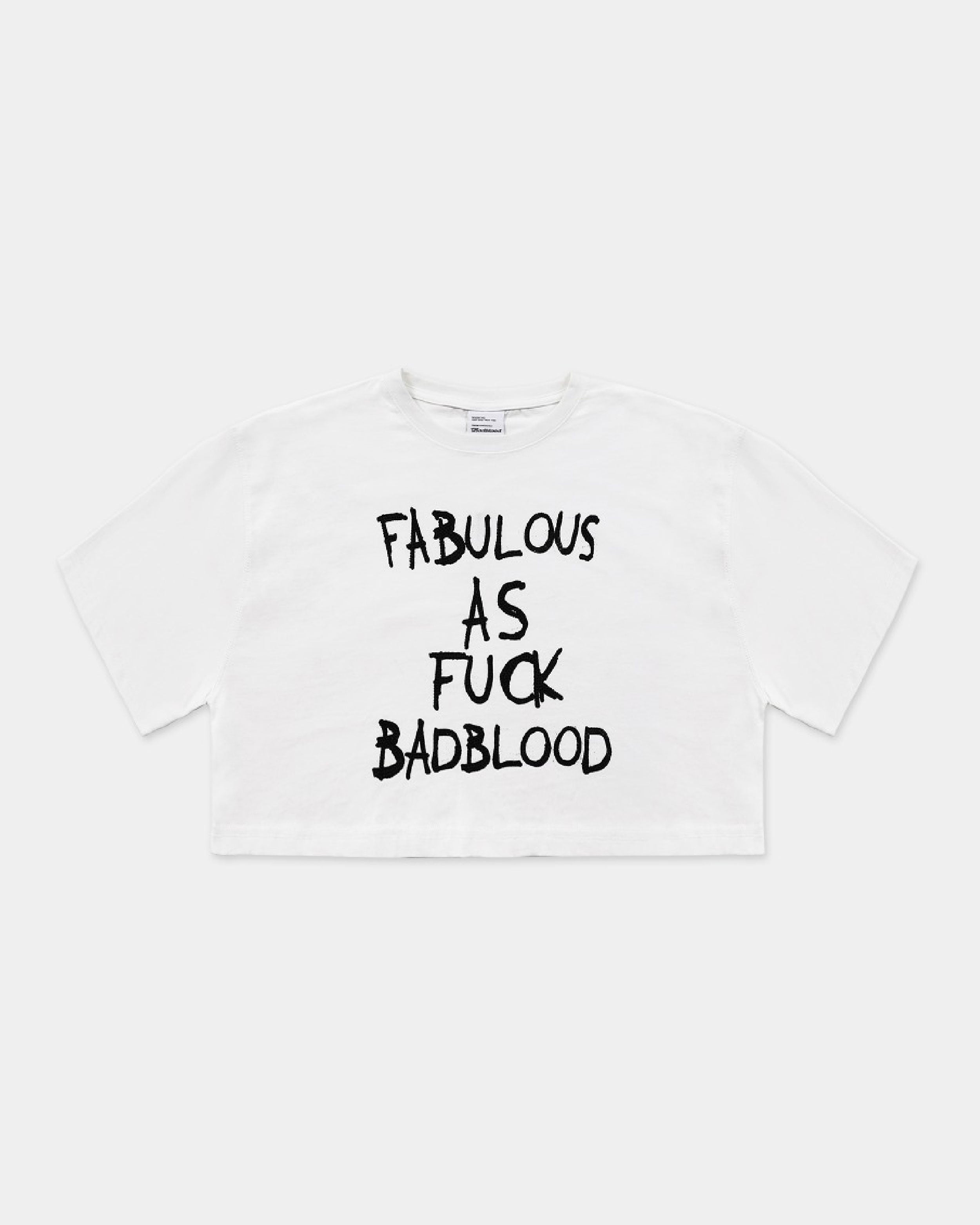 Badblood FFB Rhinestone Crop Short Sleeve Boxy Fit White