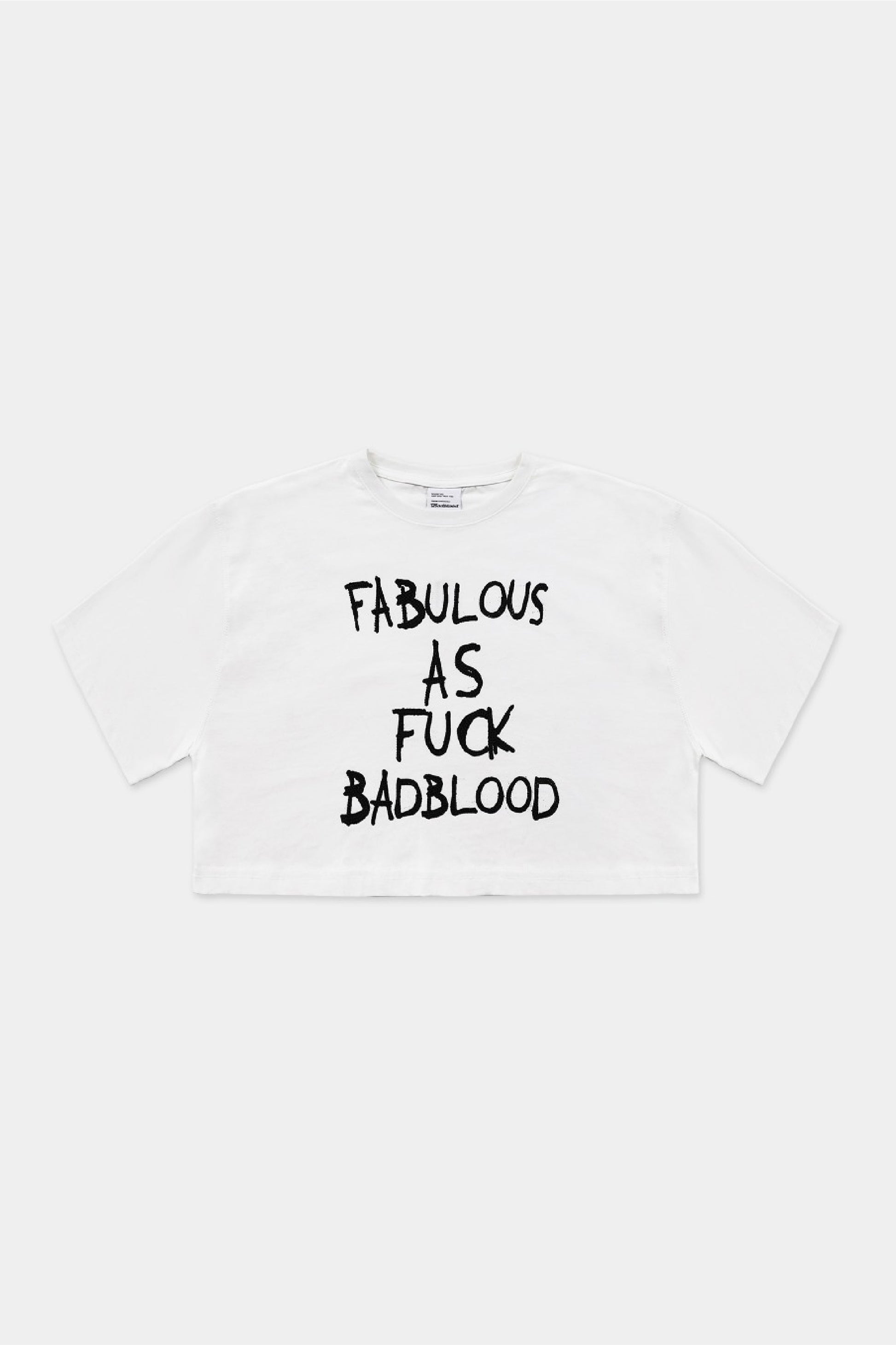 Badblood FFB Rhinestone Crop Short Sleeve Boxy Fit White