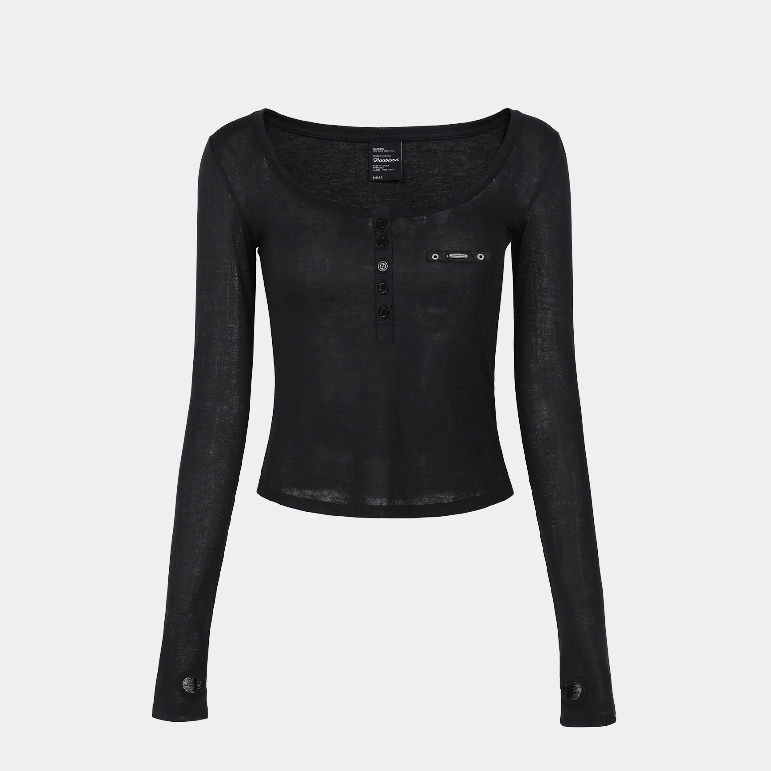 Badblood Nikki Henry Neck Long Sleeve Black