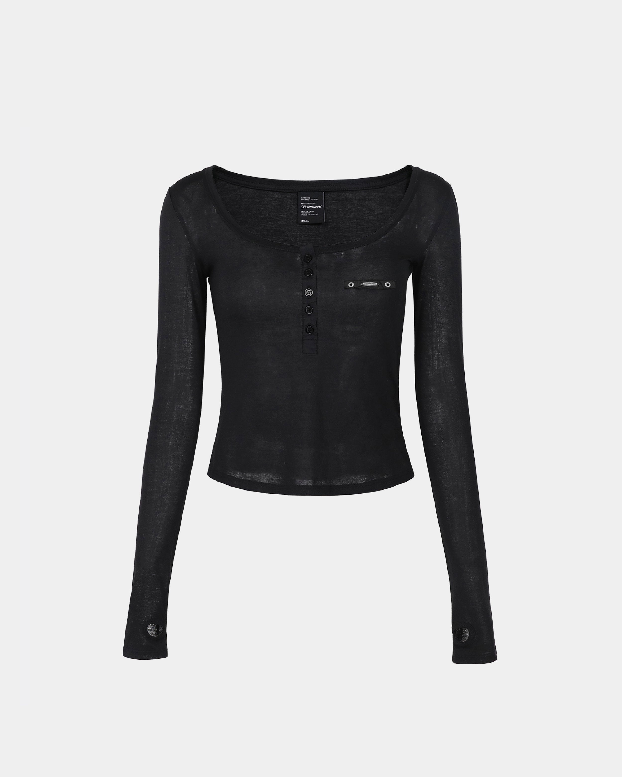 Badblood Nikki Henry Neck Long Sleeve Black