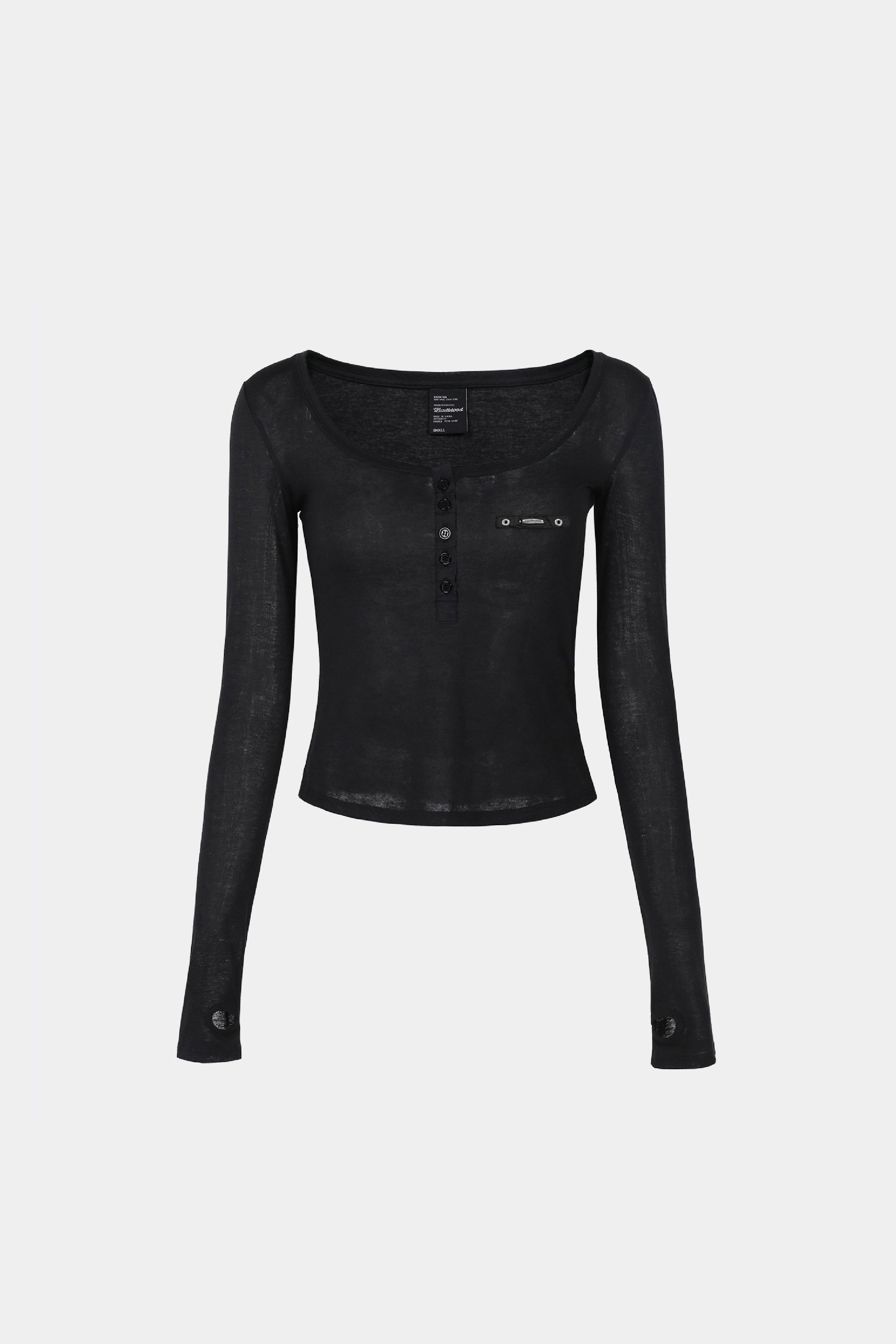 Badblood Nikki Henry Neck Long Sleeve Black