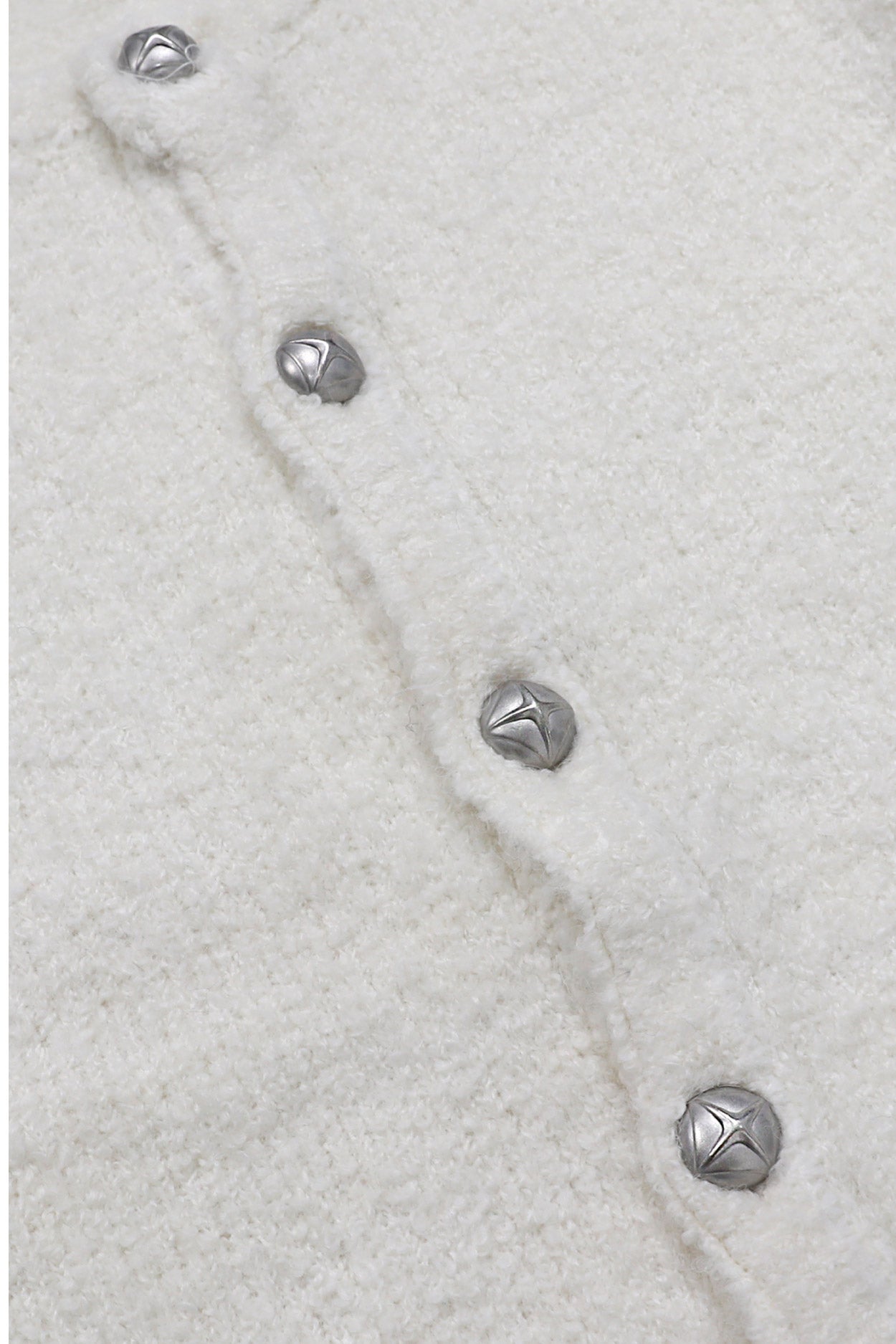 Badblood Boucle Crew Neck Cardigan Cream