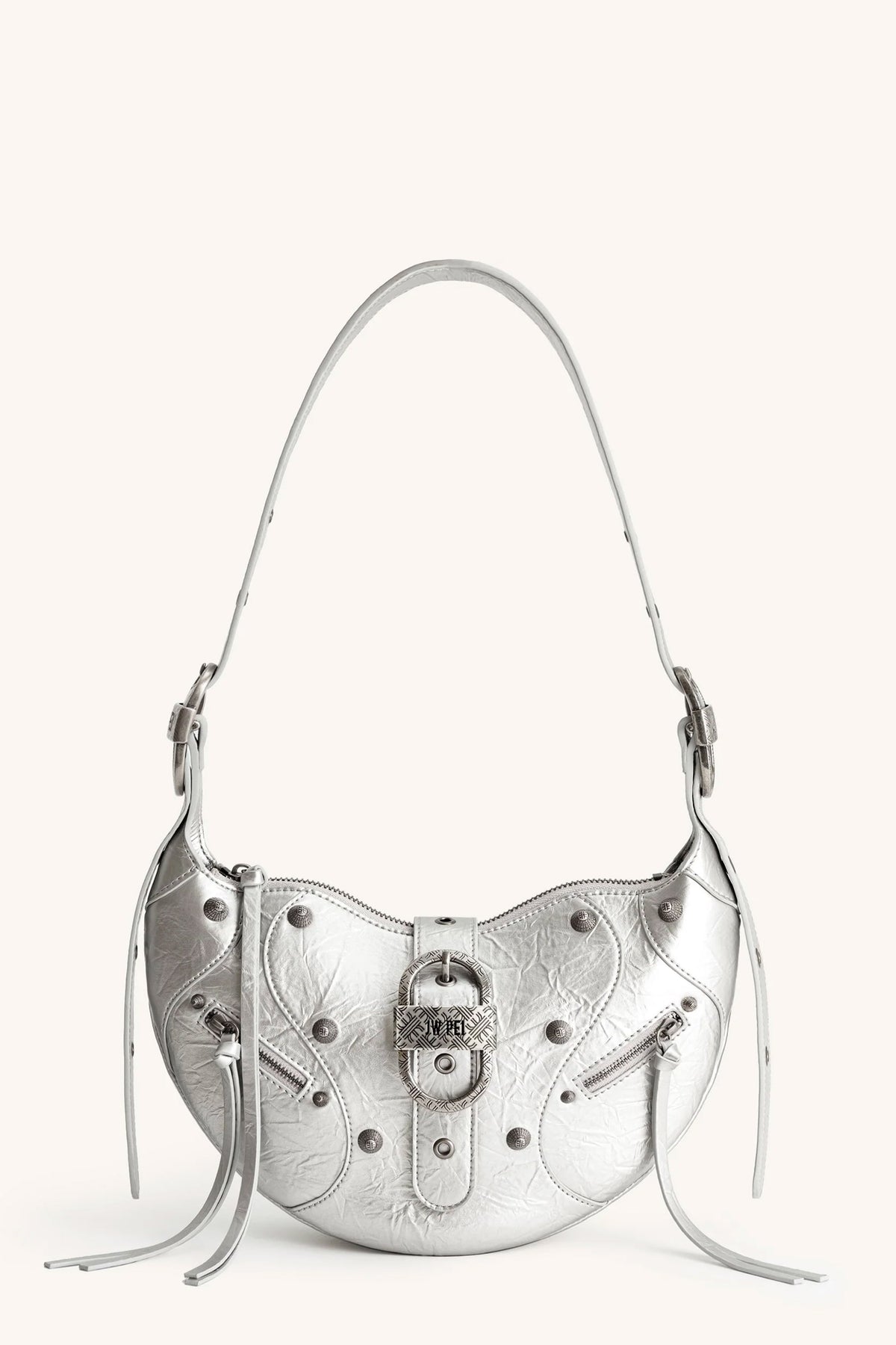 JW PEI Tessa Metallic Pleating Shoulder Bag Silver