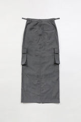 Badblood Twill Suit Cargo Long Skirt Charcoal