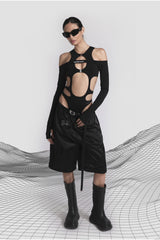 Badblood Tiny Logo Off Shoulder Shrug Black