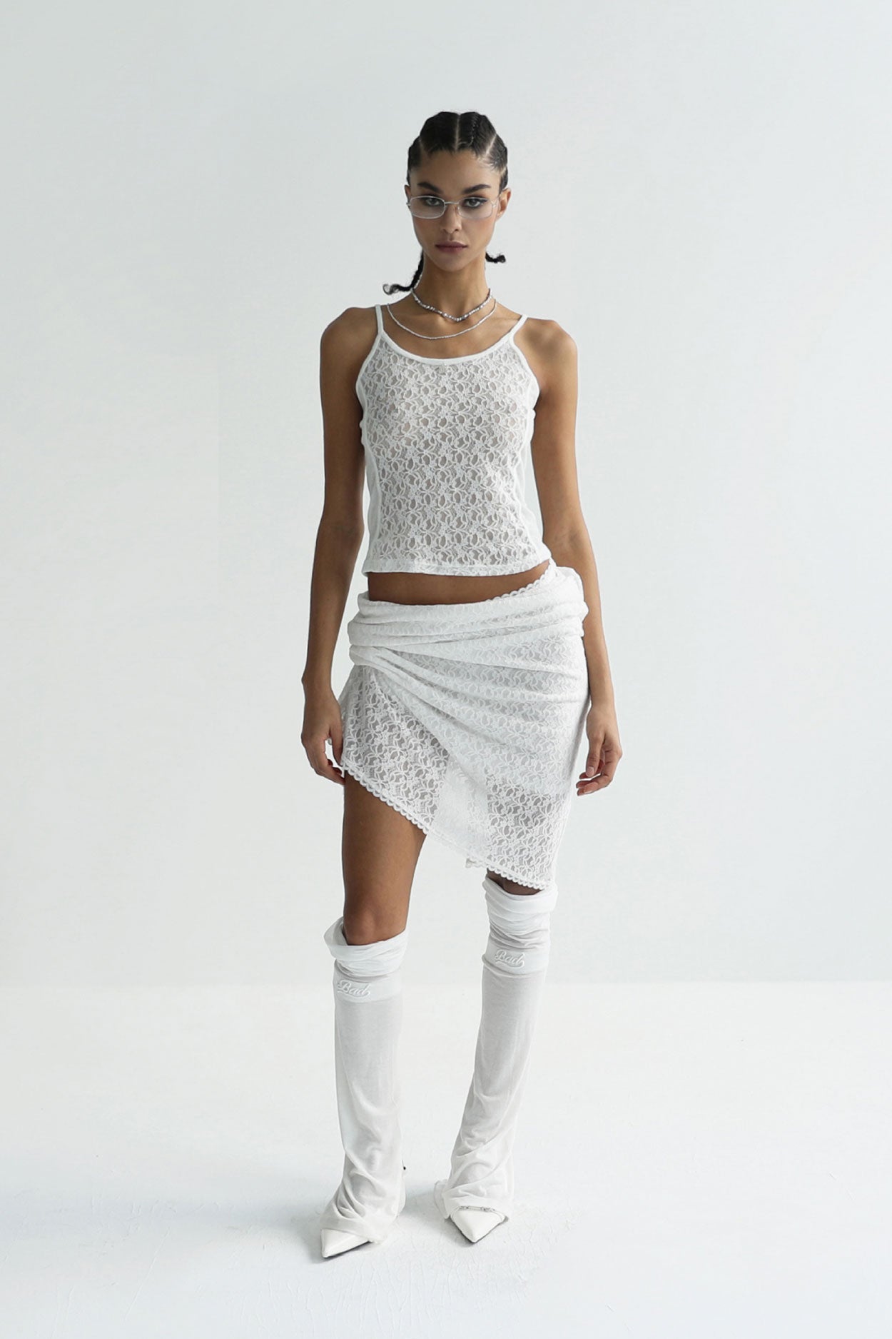 Badblood Selena Lace String Tank White