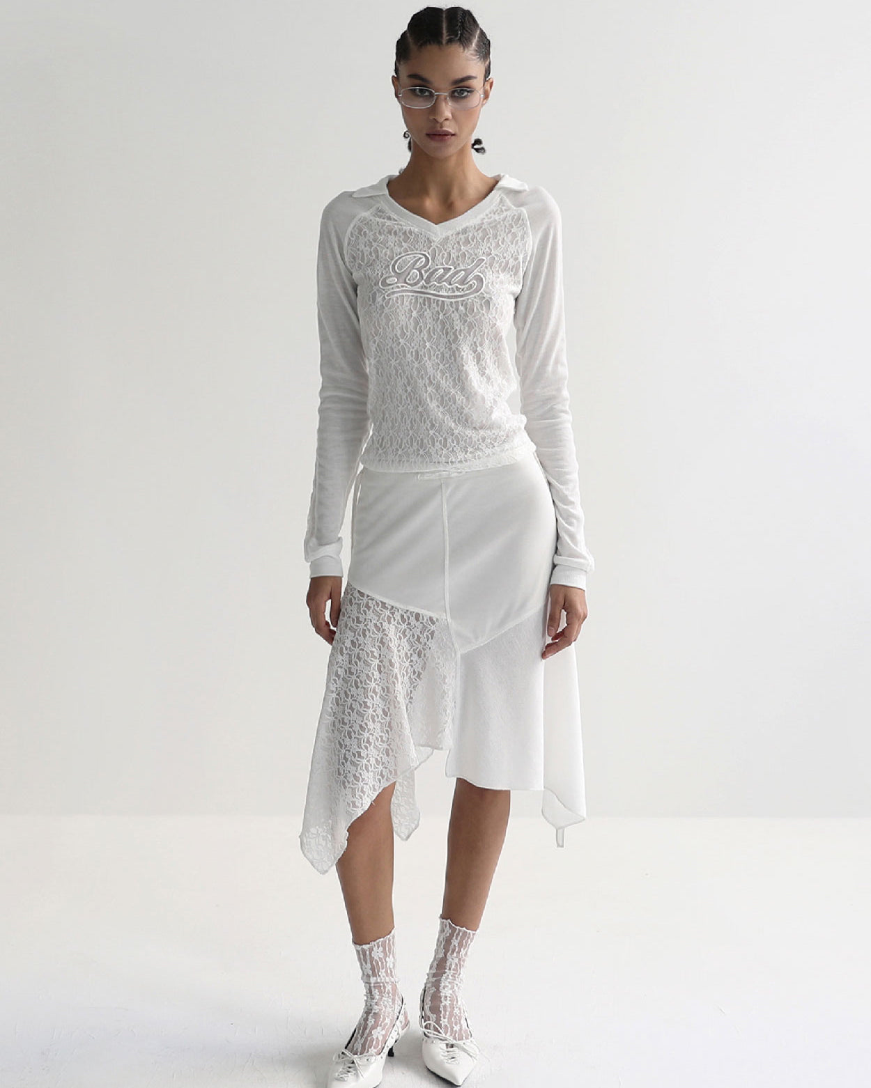 Badblood Selena Lace Polo Top White