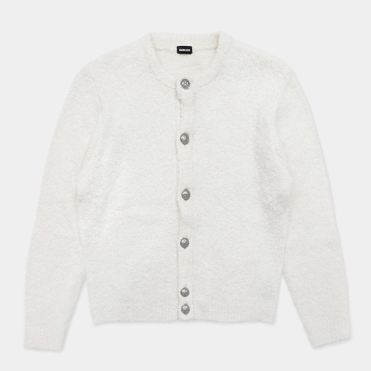 Badblood Boucle Crew Neck Cardigan Cream