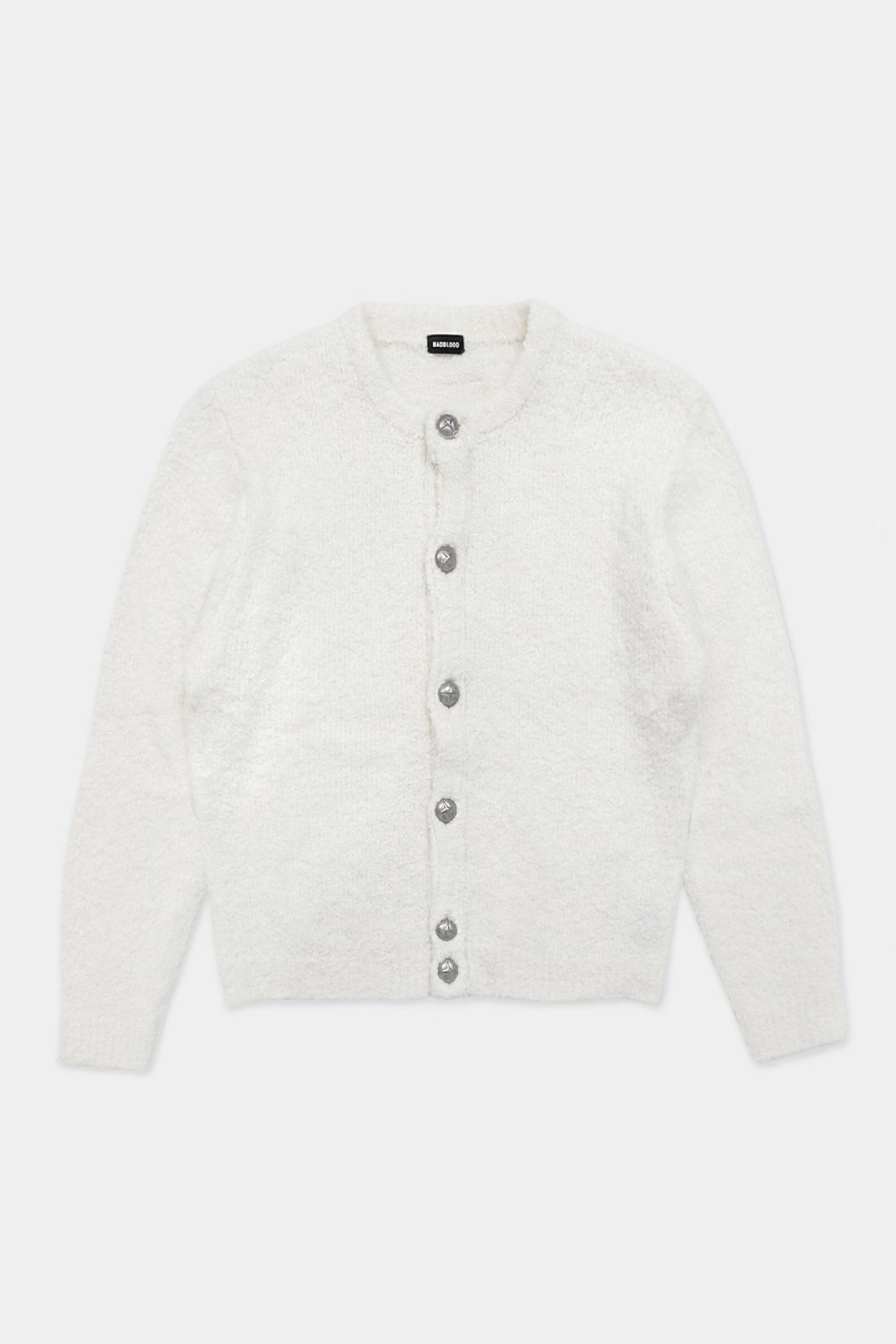 Badblood Boucle Crew Neck Cardigan Cream