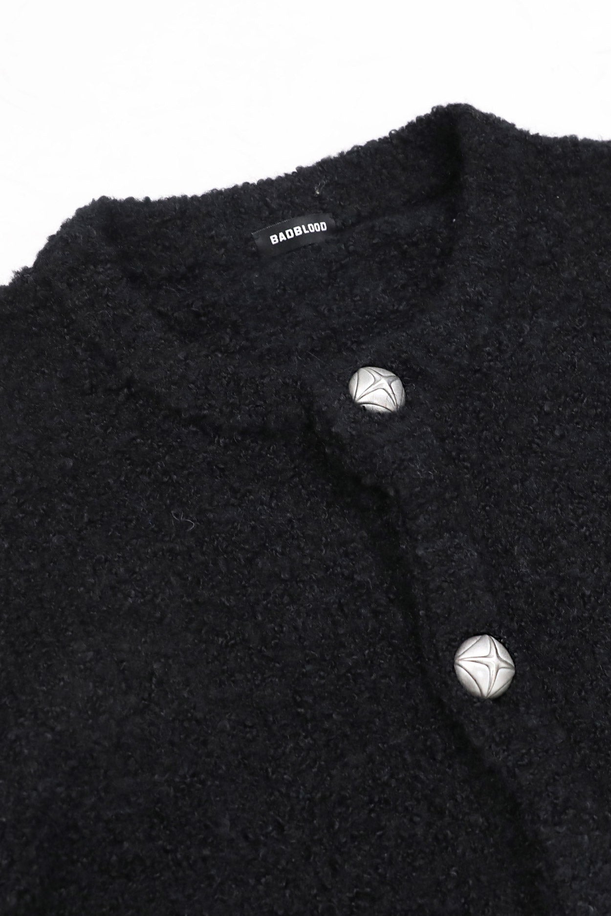 Badblood Boucle Crew Neck Cardigan Black