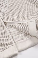 Badblood Fleur Crochet Knit Hood Zip-up Large Fit Cream