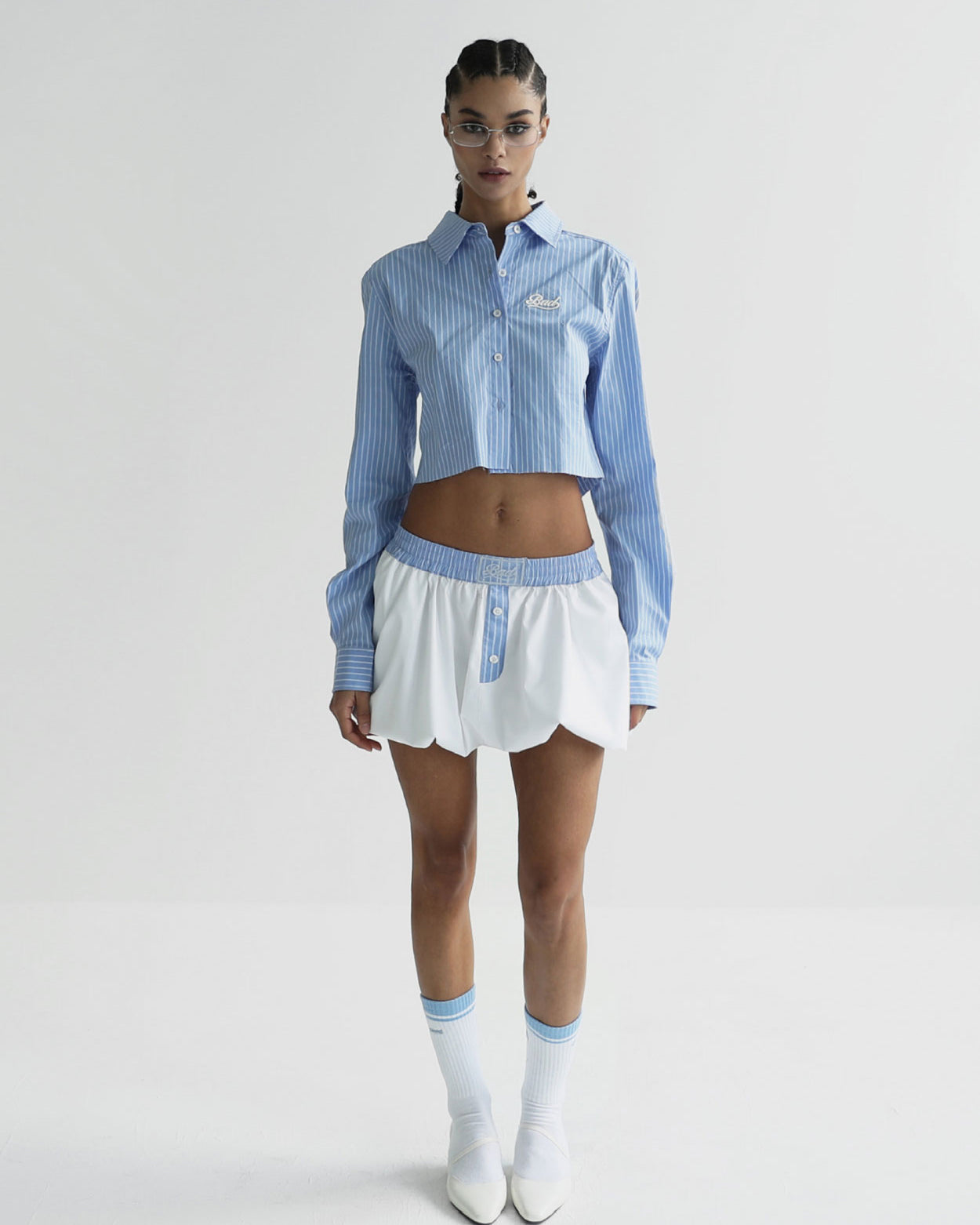 Badblood Balloon Mini Skirt Blue/Stripes
