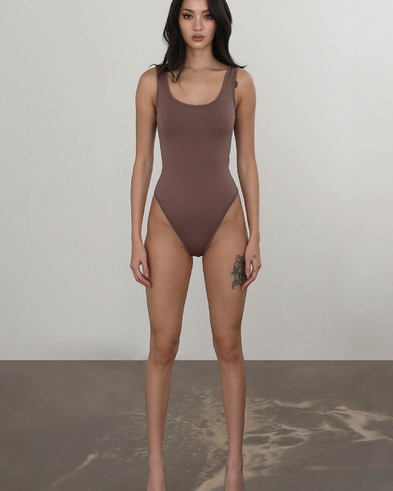Badblood Everyday Tank Bodysuit Taupe