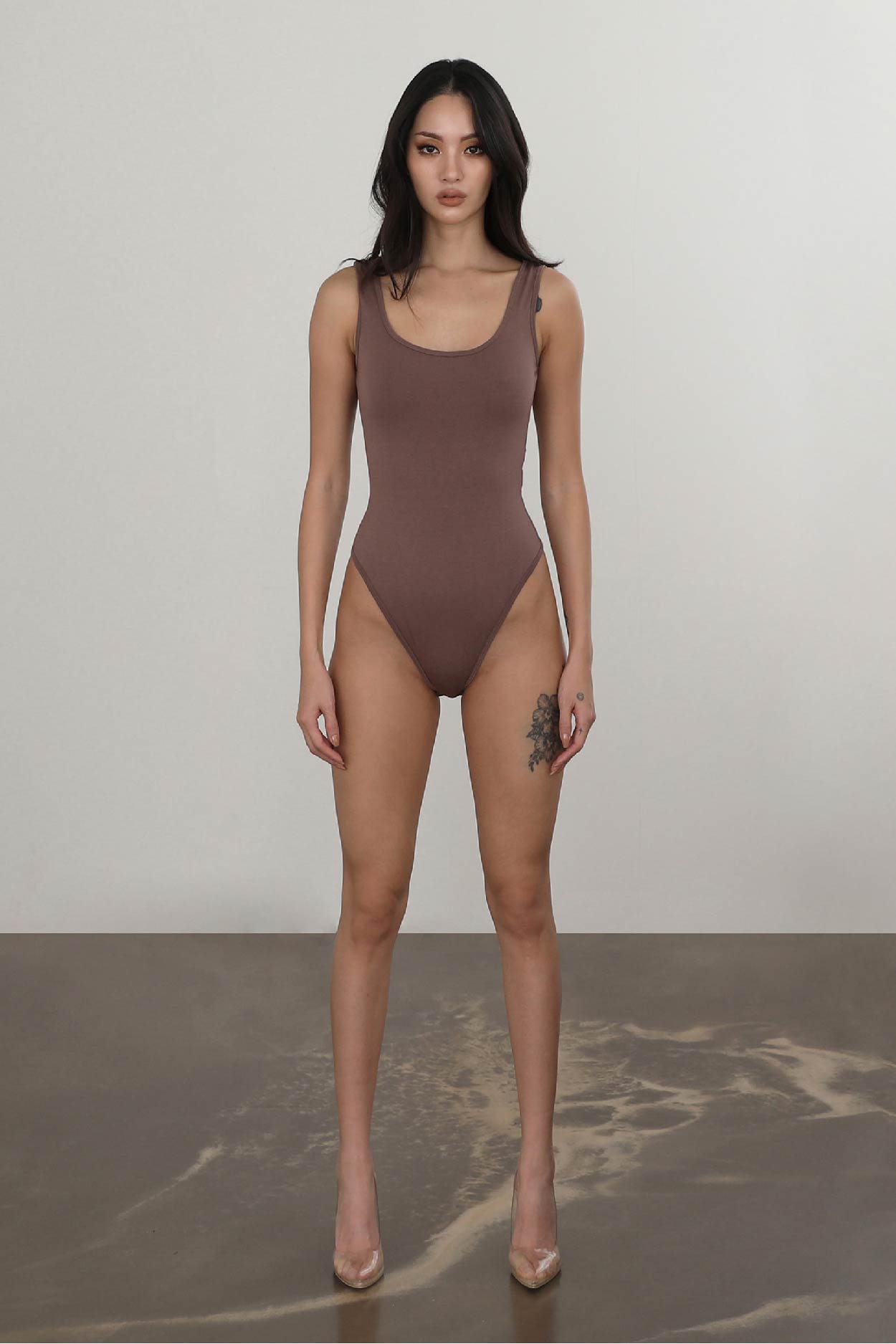 Badblood Everyday Tank Bodysuit Taupe