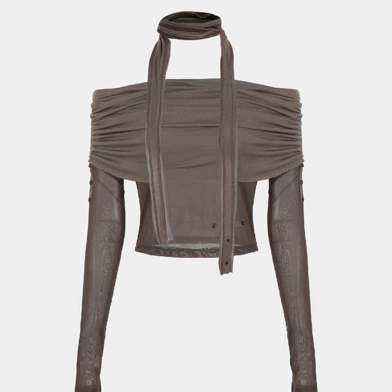 Badblood Second Skin Off Shoulder Top Tobacco