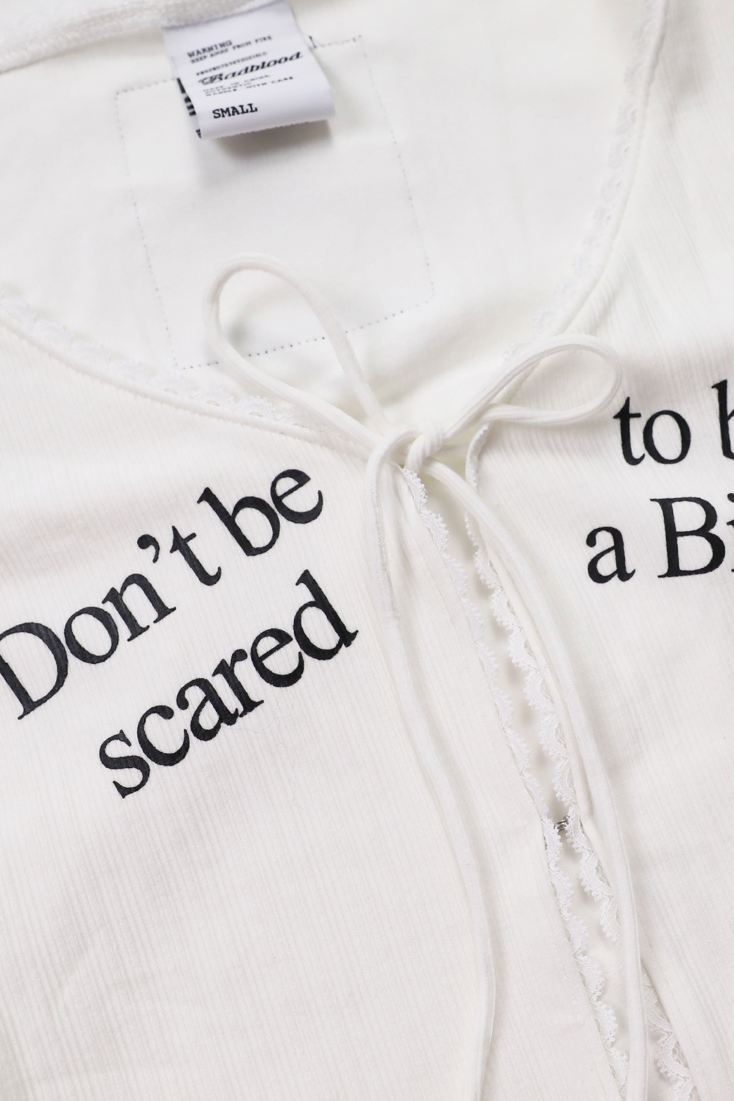 Badblood Don't Be Scared Tie Cardigan White