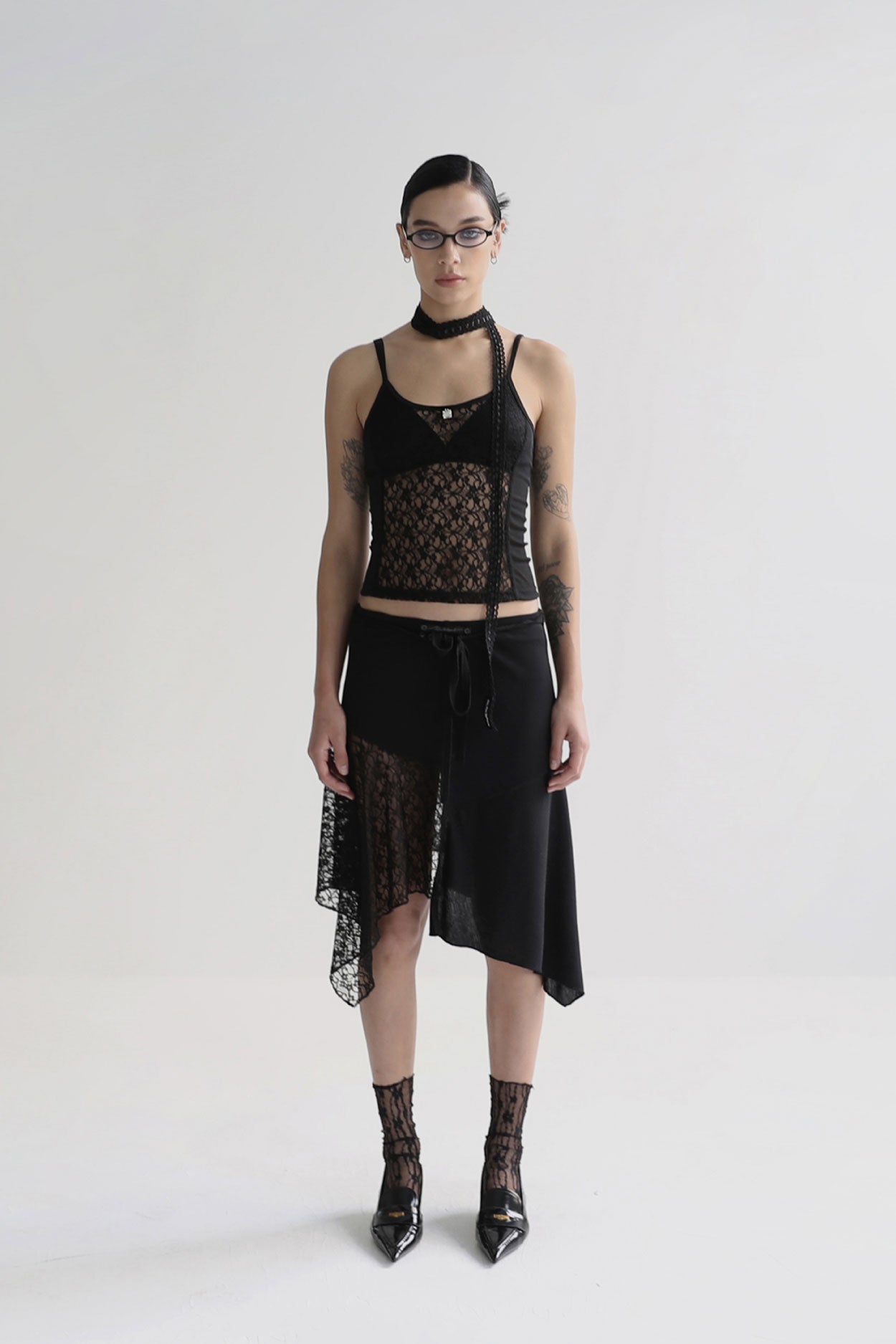 Badblood Selena Lace String Tank Black