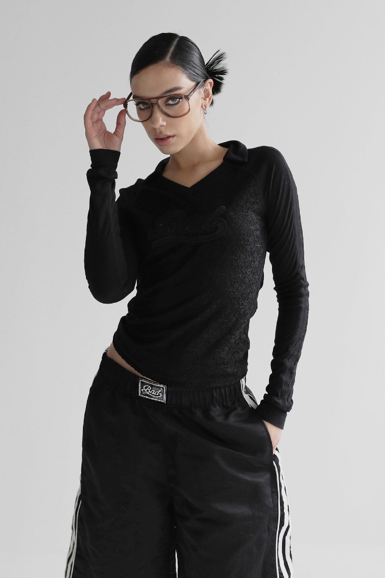 Badblood Selena Lace Polo Top Black