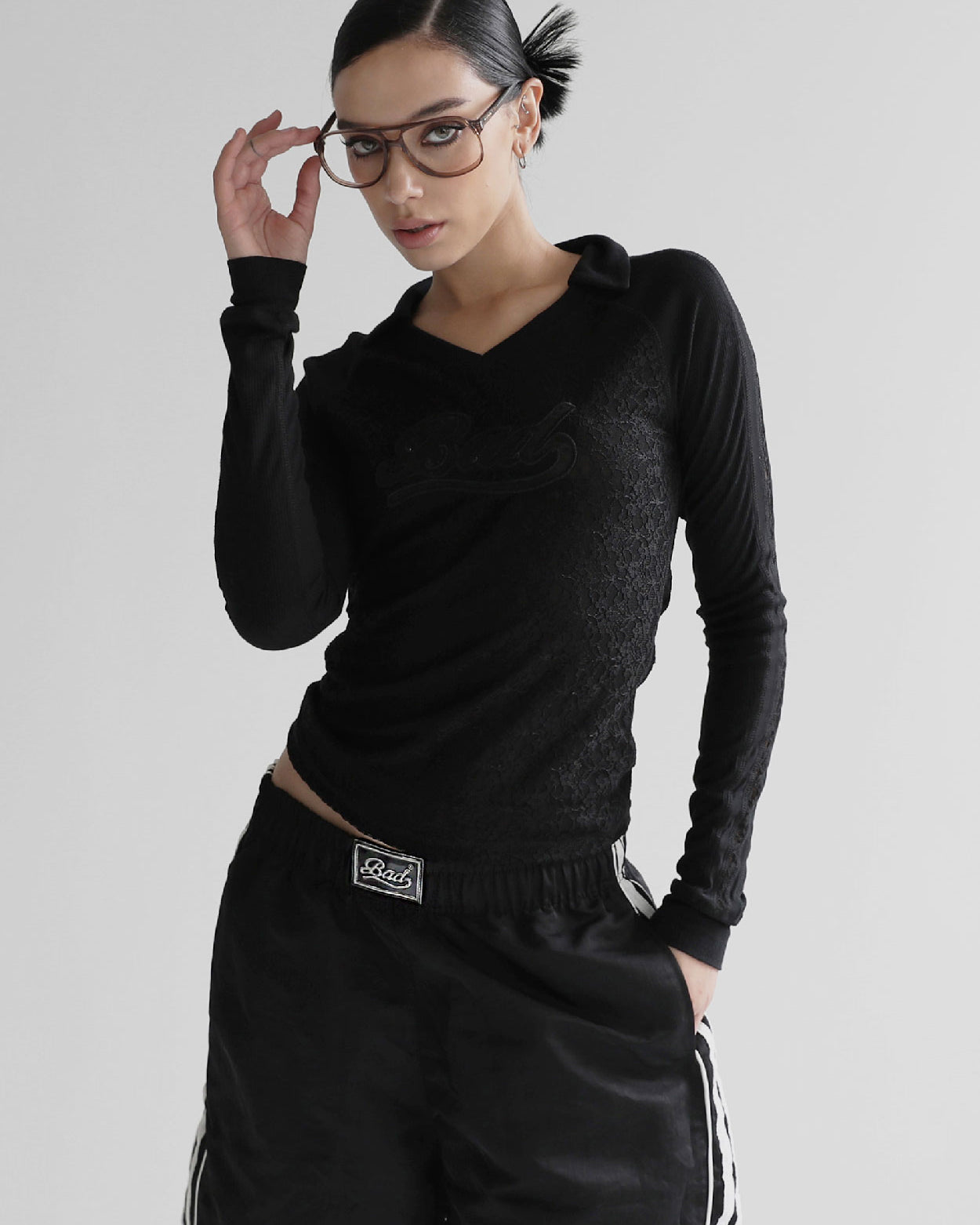 Badblood Selena Lace Polo Top Black