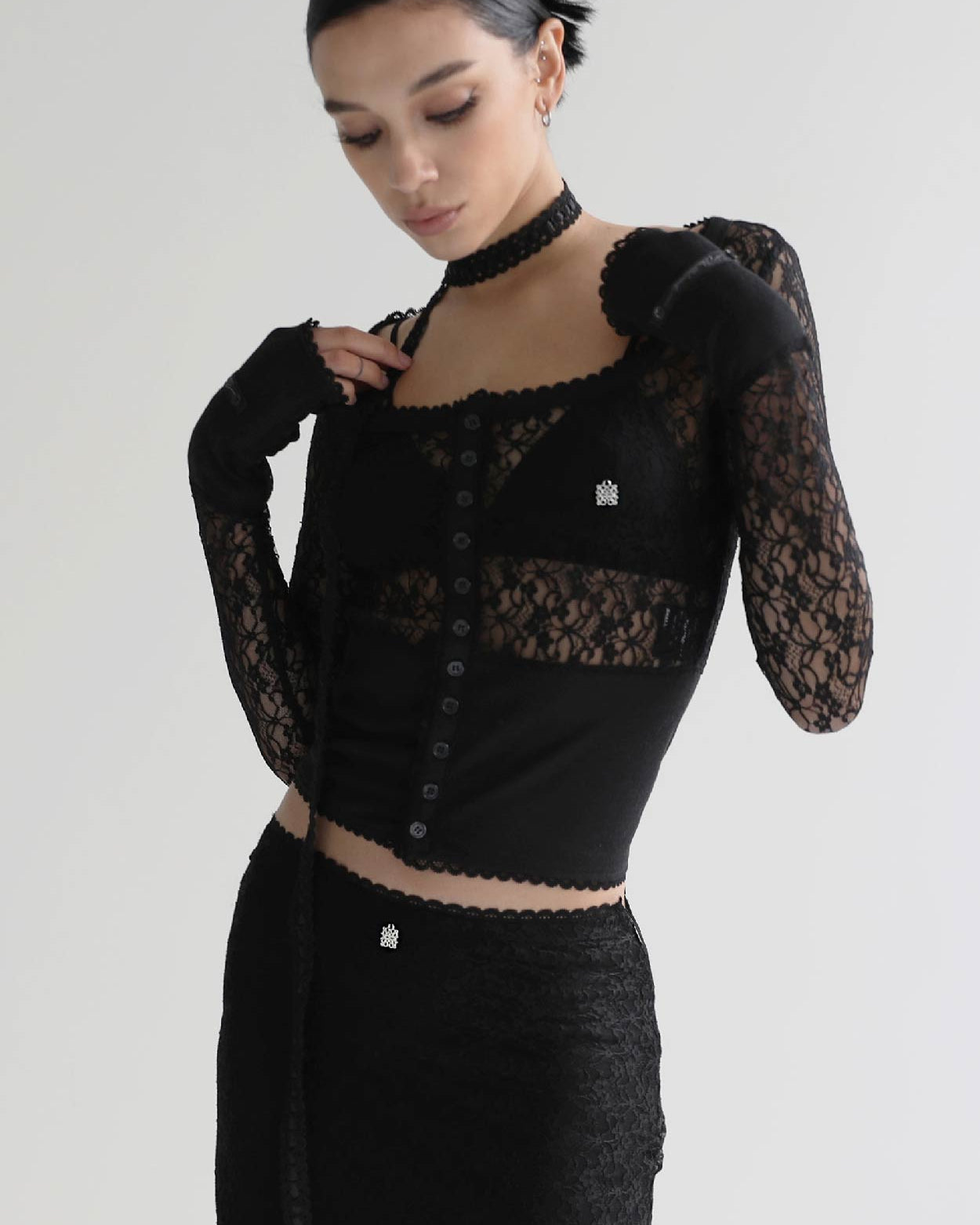 Badblood Selena Lace Midi Skirt Black