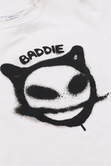 Badblood Baddie Print Short Sleeve Slim Fit White