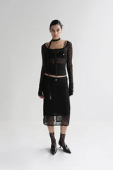 Badblood Selena Lace Midi Skirt Black