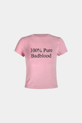 Badblood 純色短袖修身粉紅色