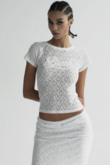 Badblood Selena Lace Contrast T-Shirt White