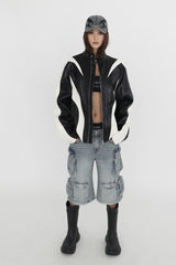 Badblood Bonnie Denim Cargo Pants Loose Fit Sky Blue