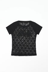 Badblood Selena Lace Contrast T-Shirt Black