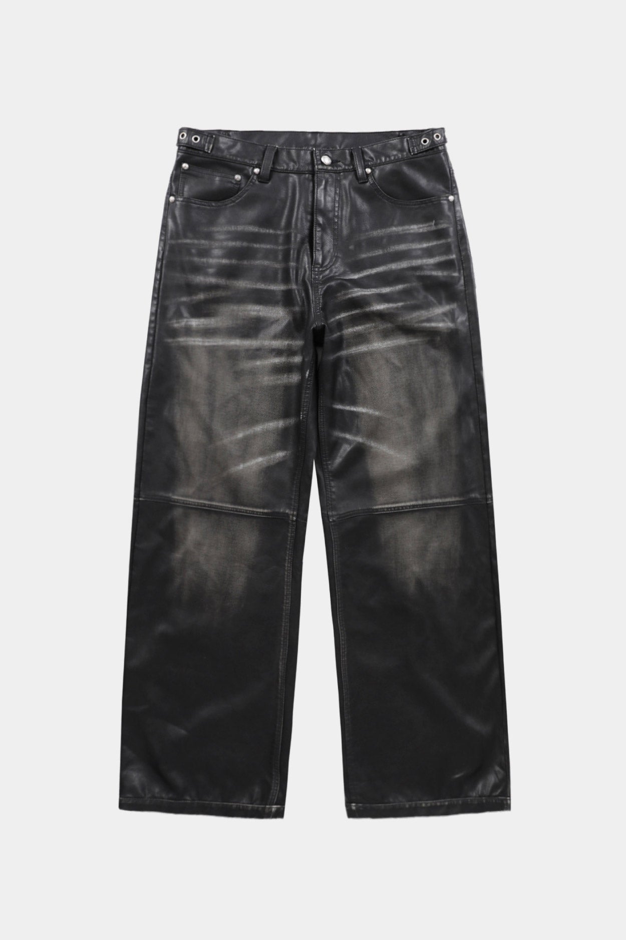 Badblood Distressed Leather Trousers Black