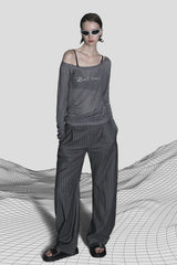 Badblood Galaxy Rhinestone Mesh Top Loose Fit Cool Gray
