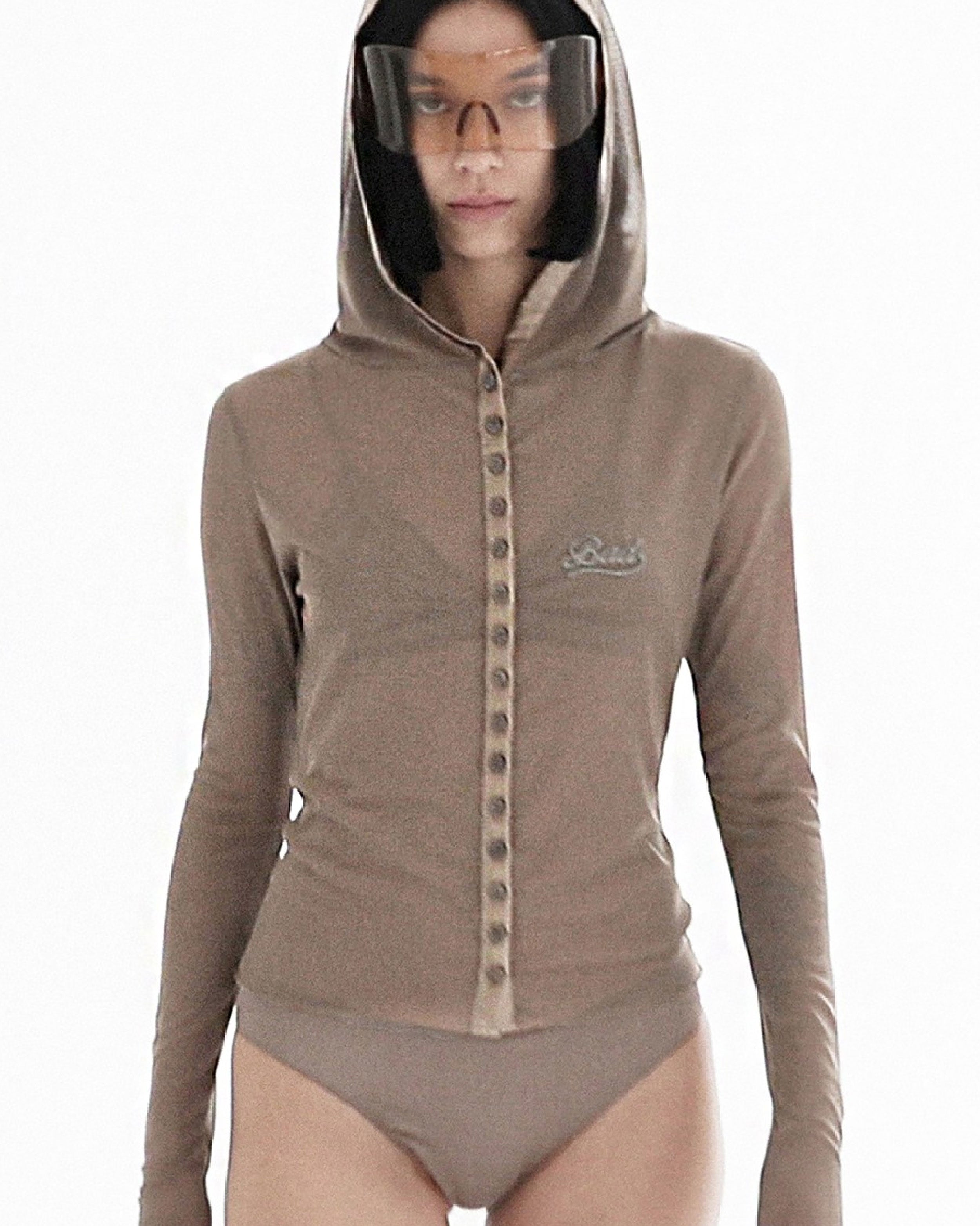 Badblood Breeze Button Up Hoodie Long Sleeve Tobacco
