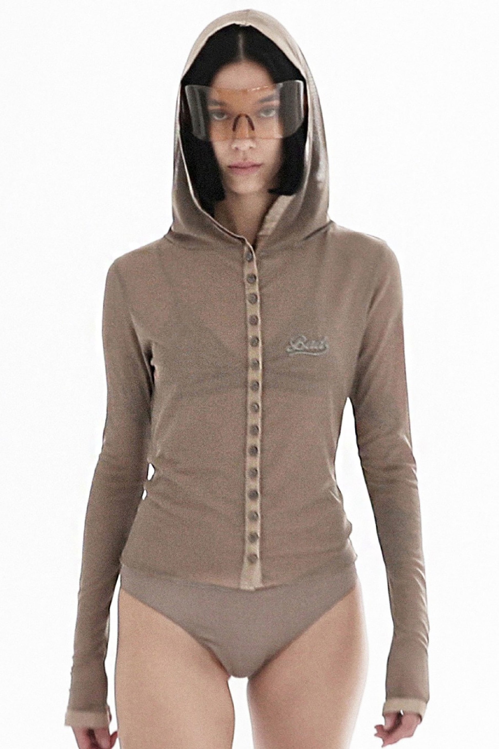 Badblood Breeze Button Up Hoodie Long Sleeve Tobacco