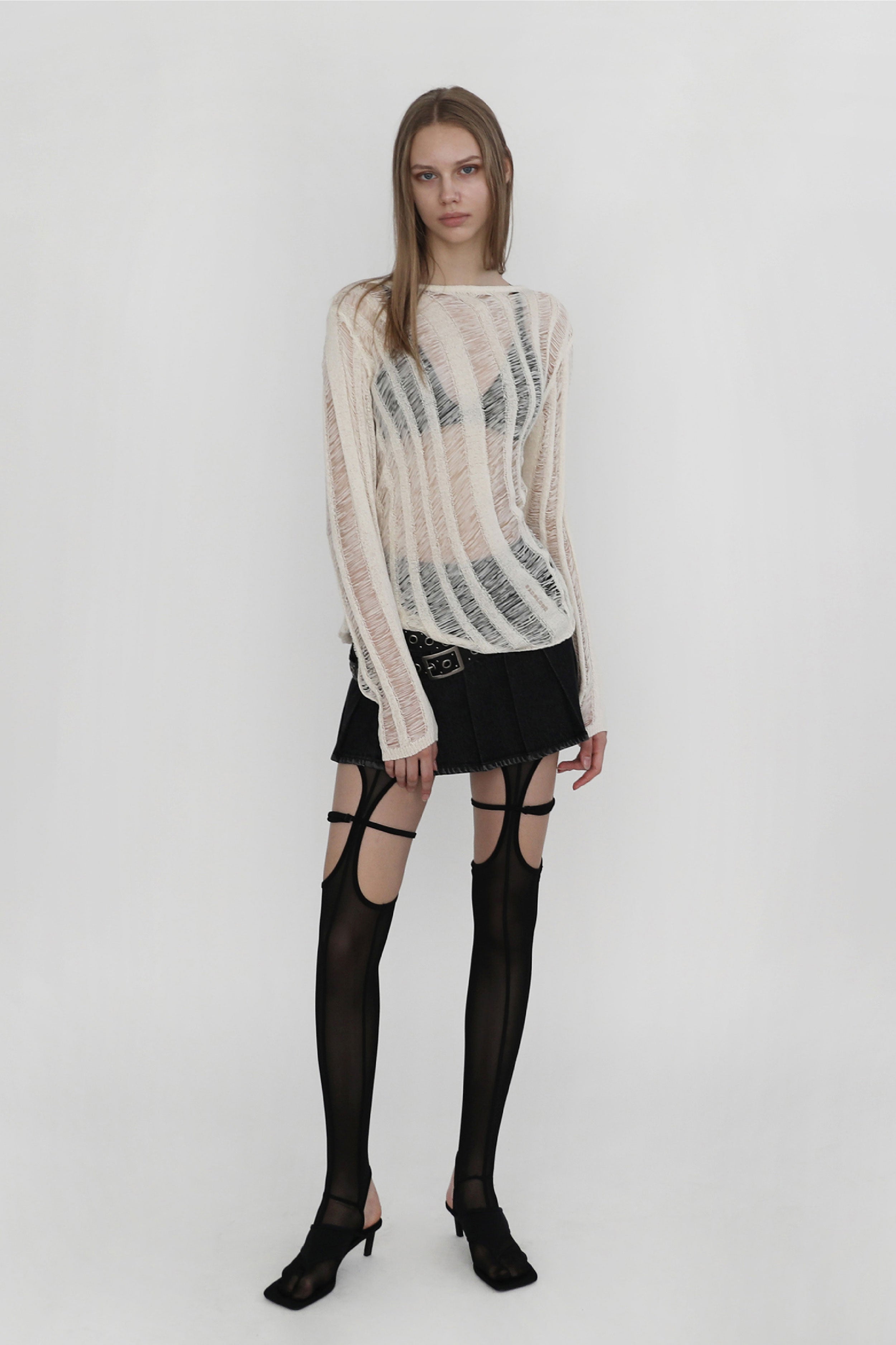 Badblood Ladder Knit Long Sleeve Easy Fit Ivory