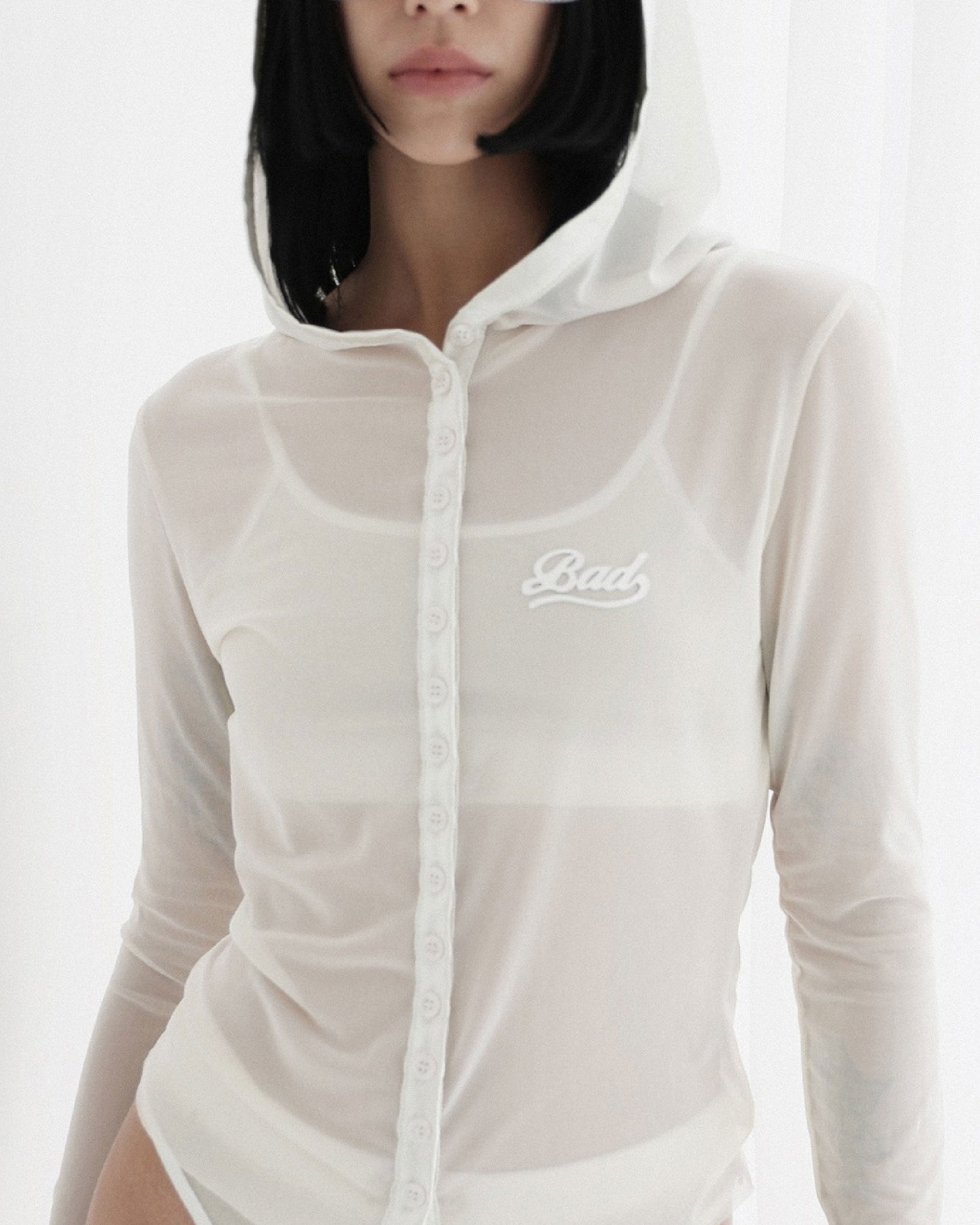 Badblood Breeze Button Up Hoodie Long Sleeve Cream